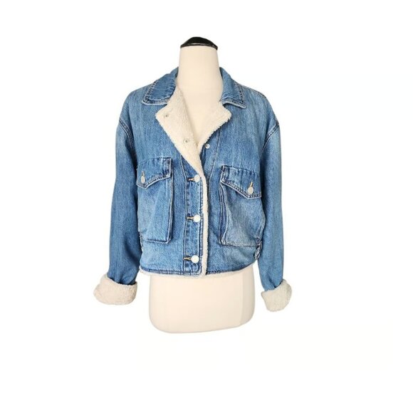 NEW BlankNYC Crash Course fur lining Jacket cotton denim 1225 3s2 - Picture 4 of 9